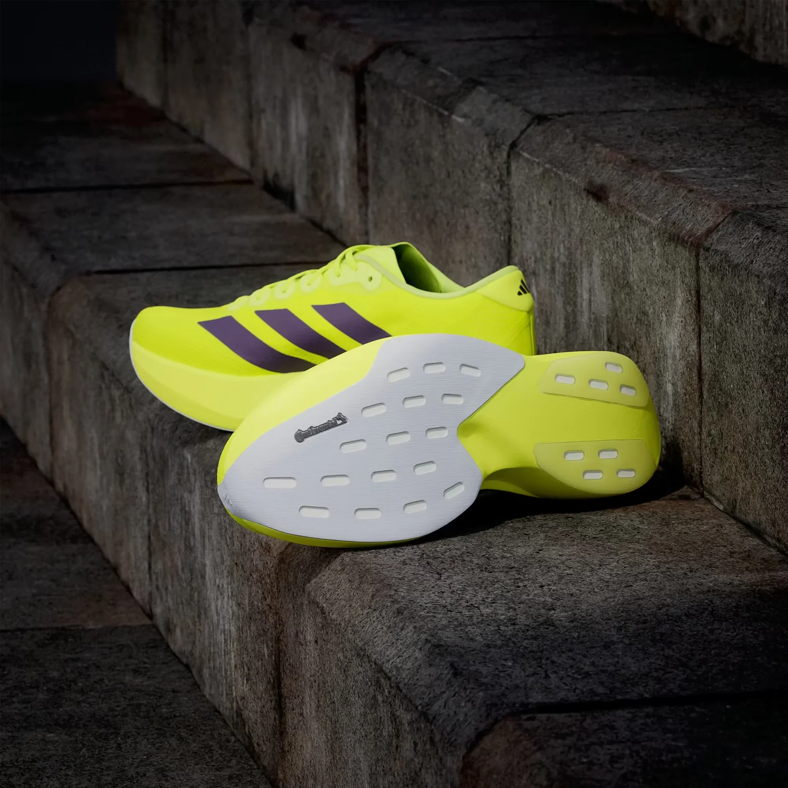 Men's Adizero EVO SL Woven Running Shoes Solar Yellow / Aurora Plum / Powder Plum - Image 4