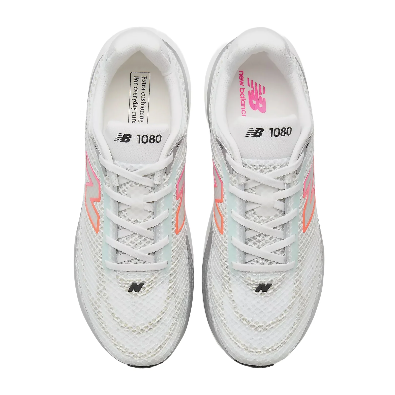 Women's 1080v15 Breathe Running Shoes White / Pink Heat / Tangerine Heat - Image 3