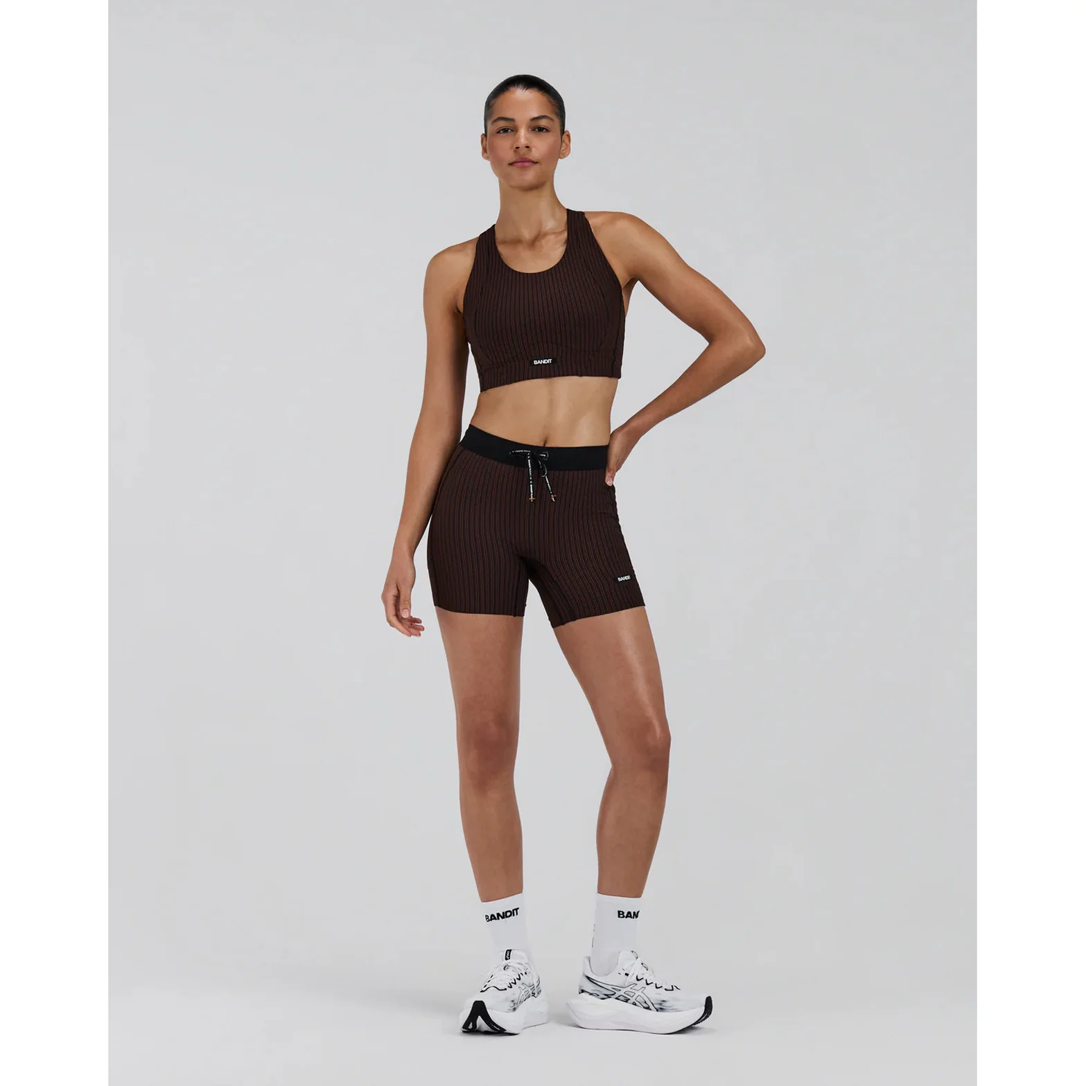 Women's Striped Cadence Longline Bra Cacao / Black - Image 6